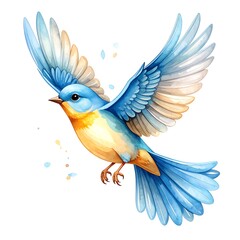 Watercolor illustration of a bird in flight
