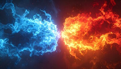 Obraz premium Abstract clash of fire and ice