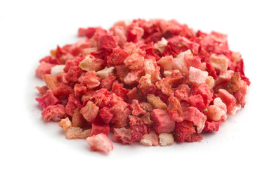 strawberry cubes on a white background