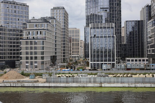 Construction development site with new residential complexes in the renovating area Technopark in Moscow