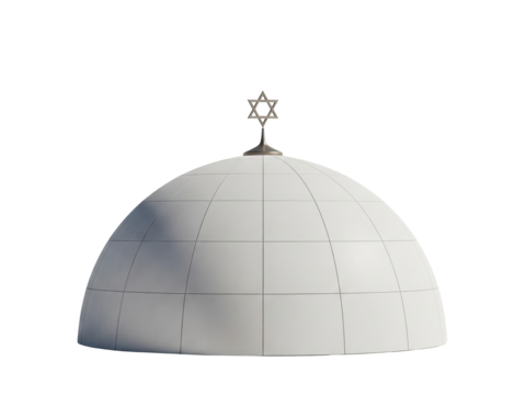 Jewish synagogue dome with Star of David isolated on transparent background