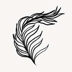 Fern line art, minimal black graphic illustration