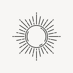 Simple black sun, celestial line art design