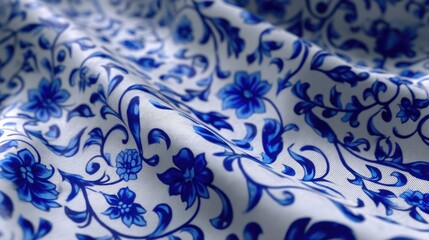 Vintage Blue Floral Fabric