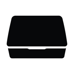 Find black styrofoam food container takeout box vector icon for restaurant delivery services