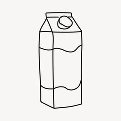 Milk carton drawing, cute beverage line art