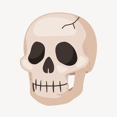 Skull head, cute cartoon illustration