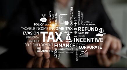Business professional engaging in a discussion about tax concepts, finance strategies, and...