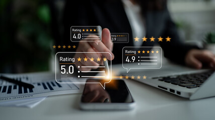 Customer centric review and rating system supports product review, digital rating concept, and customer give good trust by visualizing people choice through stars and feedback content technology Latch