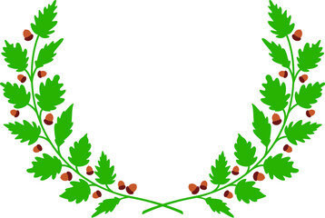 Green branches with leaves and red fruits design