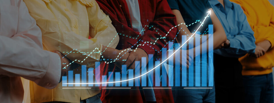 A dynamic image showcasing a diverse group of individuals in professional attire standing side by side, with financial graphs and data overlays symbolizing growth and collaboration. Axiom