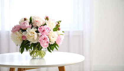 Bouquet Peonies White Table 