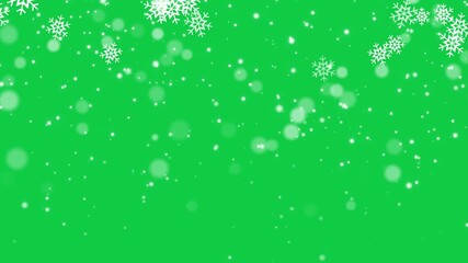 snow flakes and bokeh lights green screen animation,snow flakes falling,new year and Christmas chroma key isolated motion design element	 - Powered by Adobe