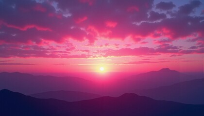 Obraz premium Colorful Sunset Over Majestic Mountains