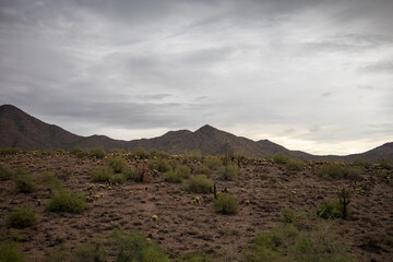 Sonoran Desert Mountains Under Storm Clouds, Scottsdale, Arizona Landscape