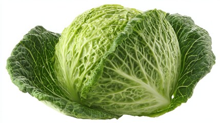 Fototapeta premium Cabbage with clipping path, isolated on a white backdrop. Professional studio macro image of cabbage. 