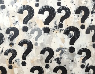 Abstract question marks on textured surface
