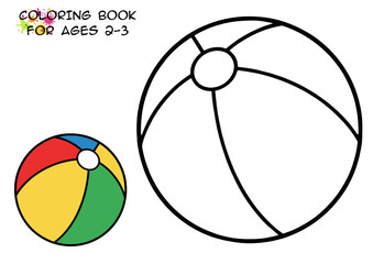 Beach ball coloring page for kids with simple design outline  