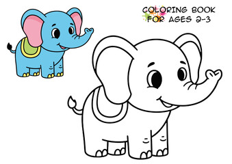 Cartoon elephants for children's coloring book, playful and cute  