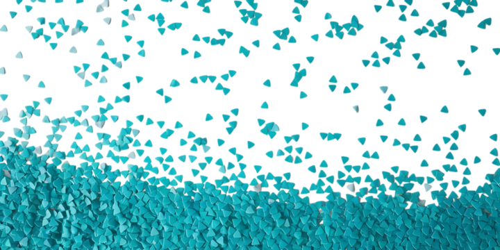 Scattered Teal Glitter Confetti Particles blue green Cutout PNG isolated on a transparent background
