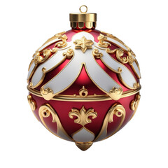 Christmas ornaments, holiday decorations, luxury baubles, red and gold ornaments PNG transparent background