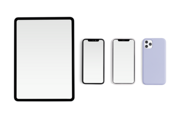 Tablet and phone screen png mockup digital device