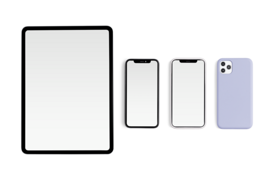Tablet and phone screen png mockup digital device