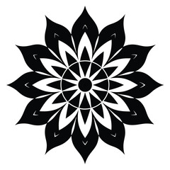 Symmetrical Graphic Illustration with Geometric Shapes and CMYK Color Palette