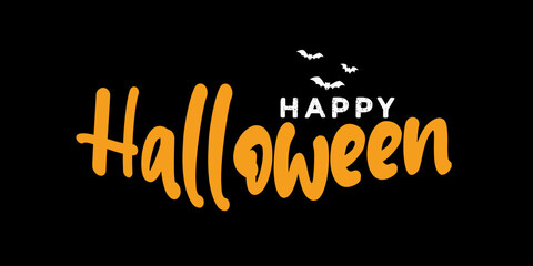 Happy Halloween hand drawn lettering vector illustration.