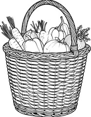 Fototapeta premium Black and white basket of fresh produce