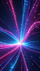 Obraz premium Abstract digital art with vibrant glowing lines and sparkling particles