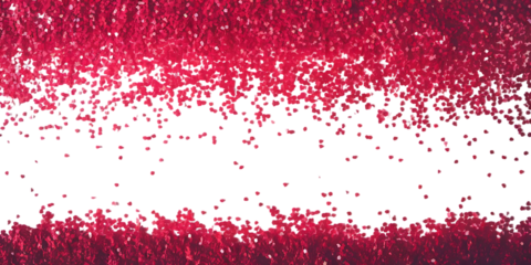 Red and Pink Small Round Particles Scattered with a Curved Empty Space confetti Cutout PNG isolated on a transparent background