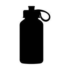 Black water bottle silhouette vector illustration for hydration fitness and outdoor activities