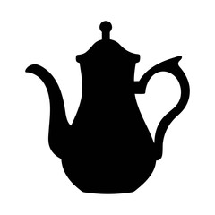 Black silhouette of vintage teapot vector illustration for tea time kitchenware design element