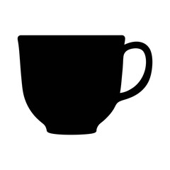 Black coffee cup vector graphic for cafe menu design and tea cup illustration silhouette image art