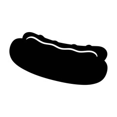 Delicious hotdog icon vector illustration, perfect for fast food menus and restaurant designs, black