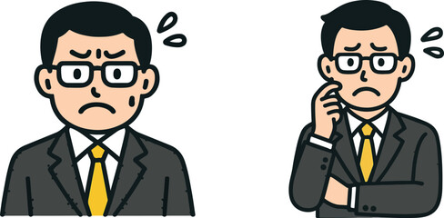 Obraz premium Minimal Vector Illustration of Worried Businessman – Stress and Anxiety Concept