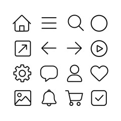 Modern user interface line icons collection. Outline symbols. Line design