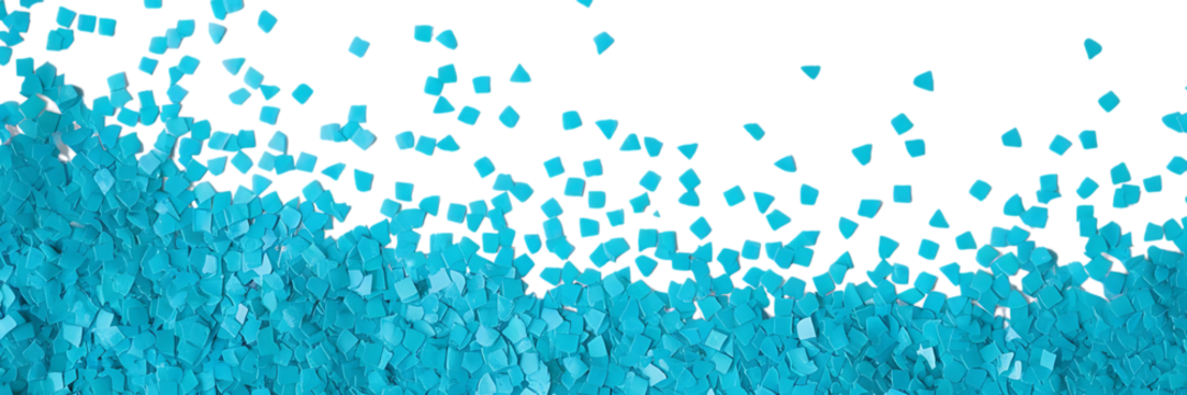 Scattered small turquoise square confetti pieces blue Cutout PNG isolated on a transparent background
