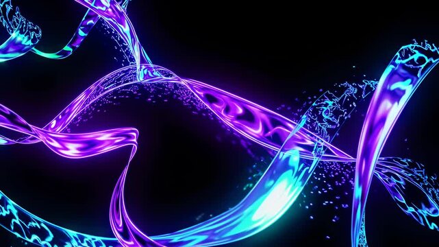 Blue and violet light streams twist dynamically across black signifying digital evolution progress future technology potential bright creative futures