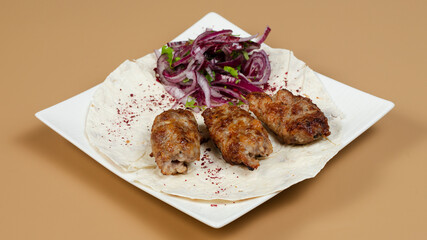 Lula kebab on lavash bread