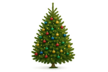 Obraz premium Christmas tree with colorful baubles and glowing lights celebrating winter holidays and festive season transparent background