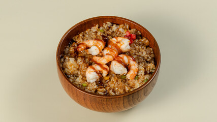 Japanese brown rice bowl isolated