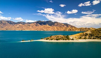 Scenic lake with mountains