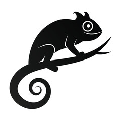 Stylized Minimalist Chameleon Silhouette Vector Design for Graphic Design Projects