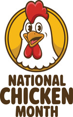 National chicken month logo isolated on white background vector design
