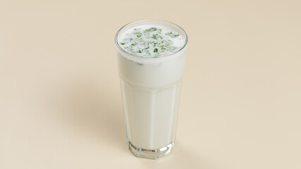 Glass of ayran isolated