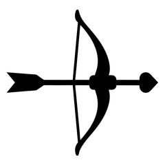Vector art of silhouette of an arrow and bow symbol of archery, hunting, and precision simple and minimalist design