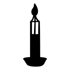 Vector art of a single candle with a flame the candle is tall and slender with a decorative holder