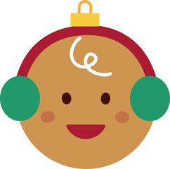 Cute gingerbread man Christmas Ornament Decoration flat Vector Illustration isolated.
Christmas character Ornament.
Transparent background.
